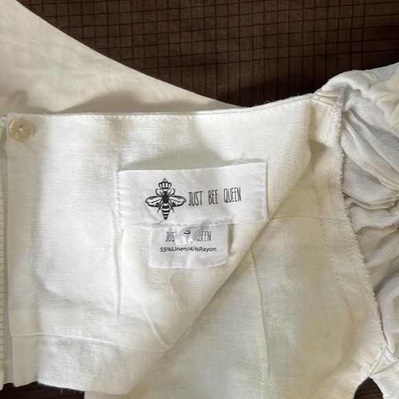 Just bee queen calla WHITE linen blend top NWOT - Picture 8 of 8